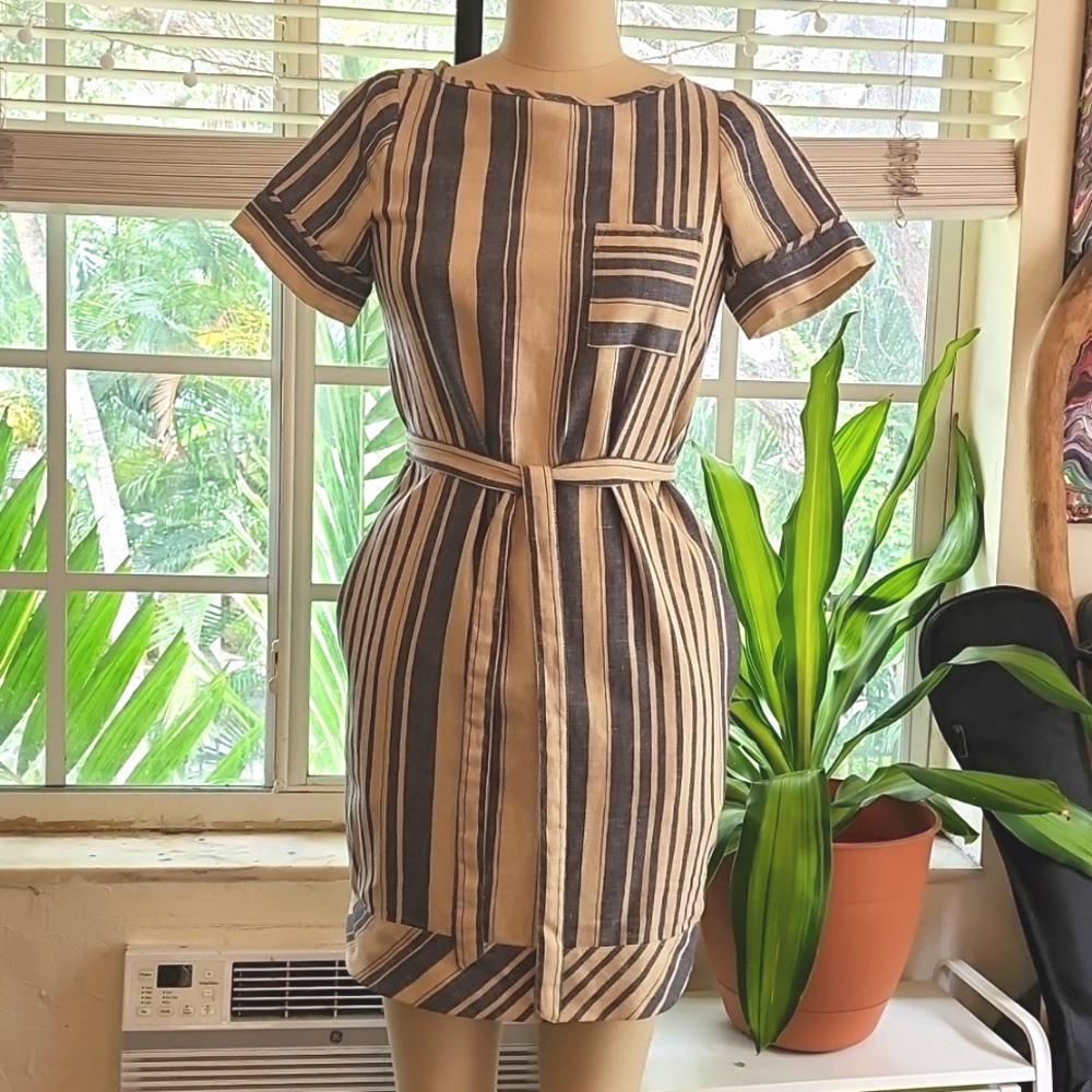 VTG Banana Republic Heritage Mini Dress - Size 0 - Striped w/ Pockets - Picture 2 of 4